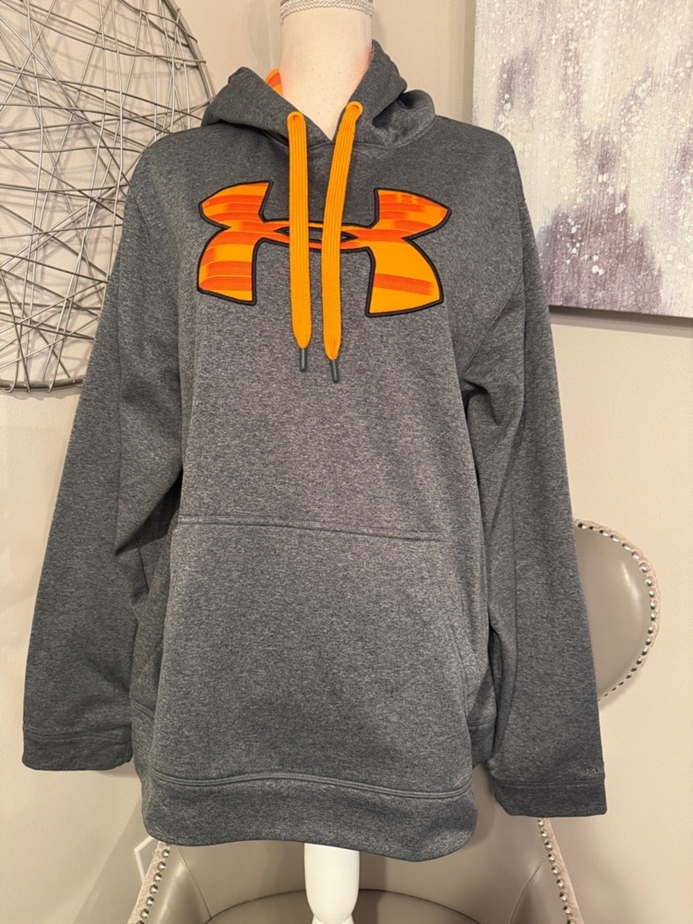 Under Armour Gray Hoodie with Orange Logo